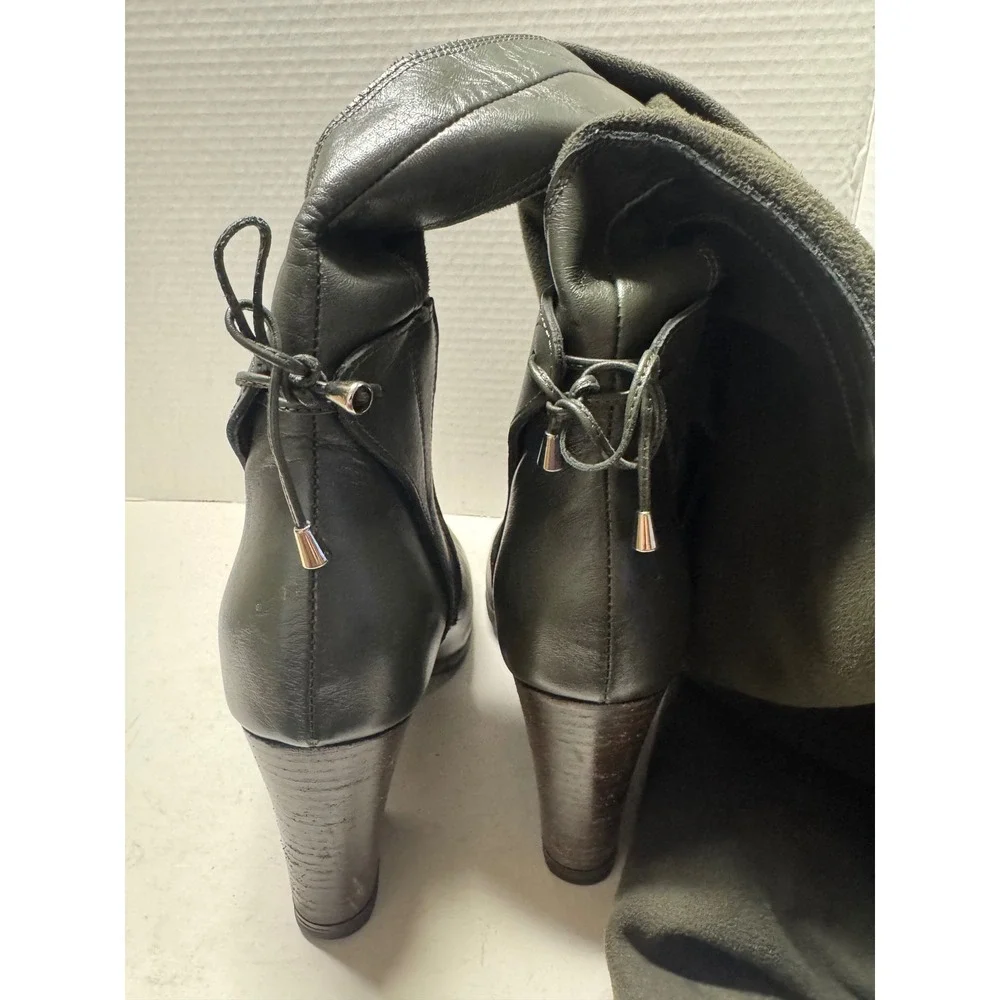 Rudsak Olive Green Leather Over The Knee Boots Made in Italy Size 41 10.5